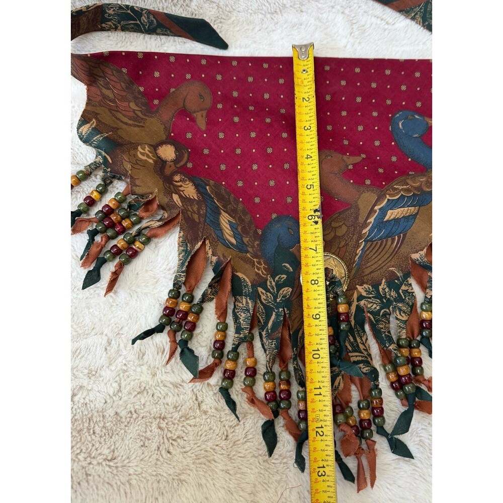 VTG Southwestern Mallard Duck Beaded Fringe Handkerchief Scarf Bandana Concho - Picture 5 of 7